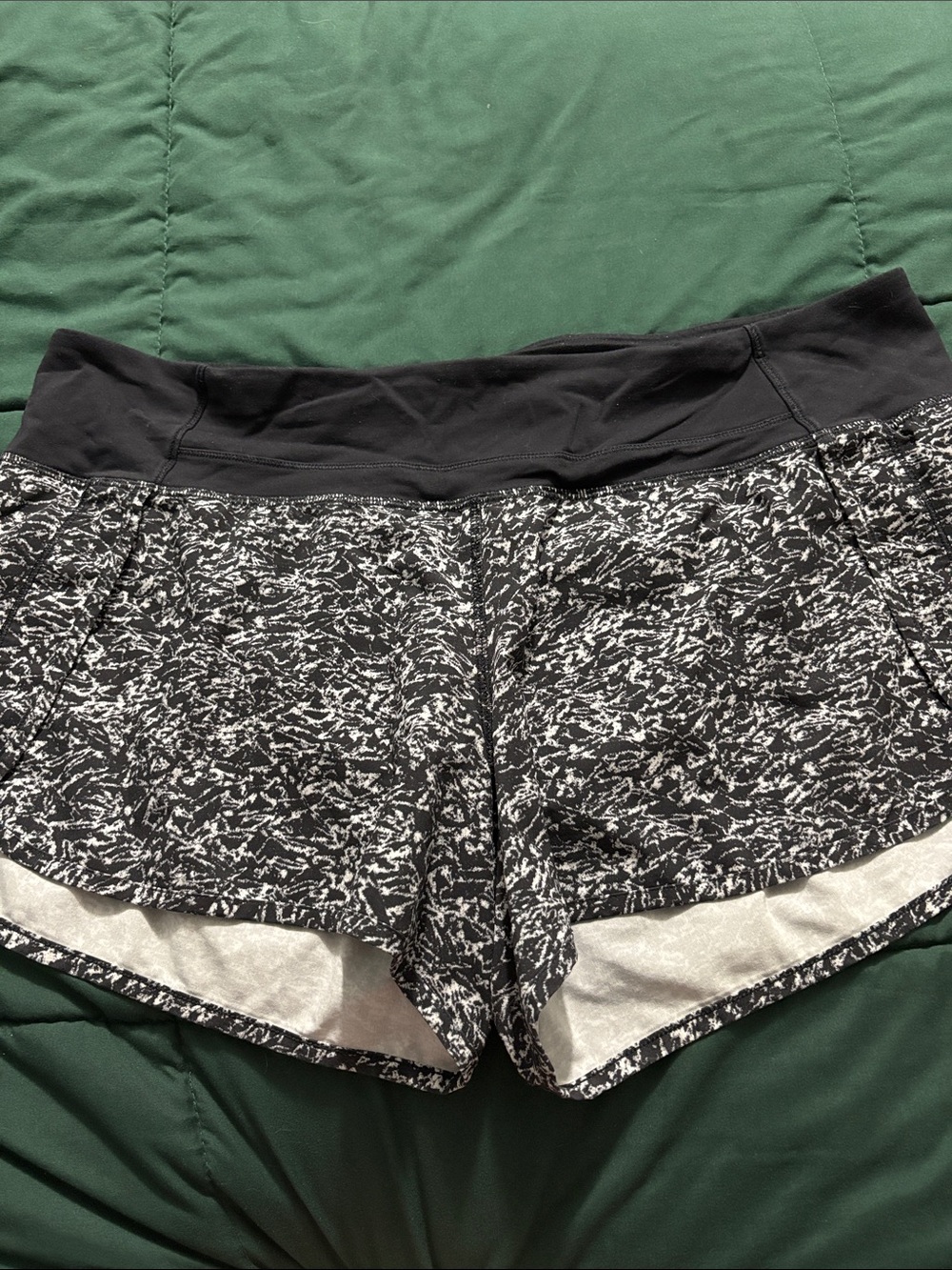 lululemon athletica Black & White Marbled Athletic Shorts